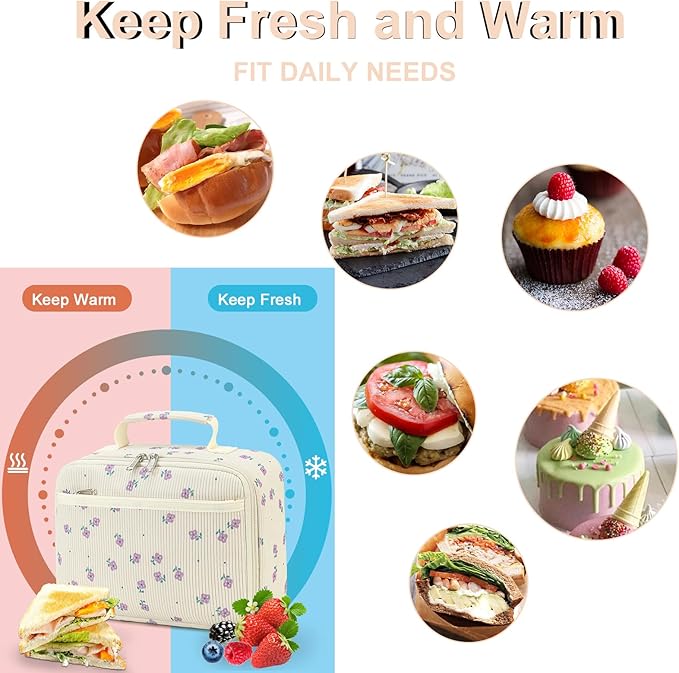 Kids Lunch Box Boys Girls Insulated Lunch Cooler Bag Reusable Lunch Tote Kit for School Travel