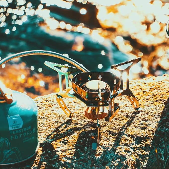 widesea 3500W Camp Stove, Windproof Collapsible Camping Gas Stove, Portable Backpacking Stove with Piezo Ignition for Outdoor Backpacking, Hiking and Picnicking