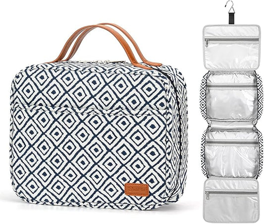 Hanging Travel Toiletry Bag,Large Capacity Cosmetic Travel Toiletry Organizer for Women with 4 Compartments & 1 Sturdy Hook,Perfect for Travel/Daily Use/Christmas