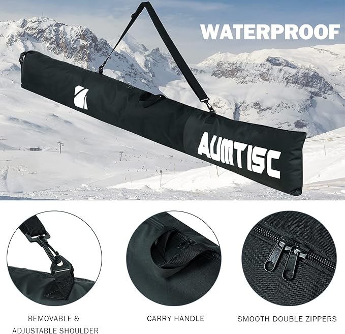 AUMTISC Ski Bag and Boot Bag Combo, Padded Ski Bags for Air Travel Flying, Adjustable Length for Skis Up to 200 cm and Boots Up to Size 13