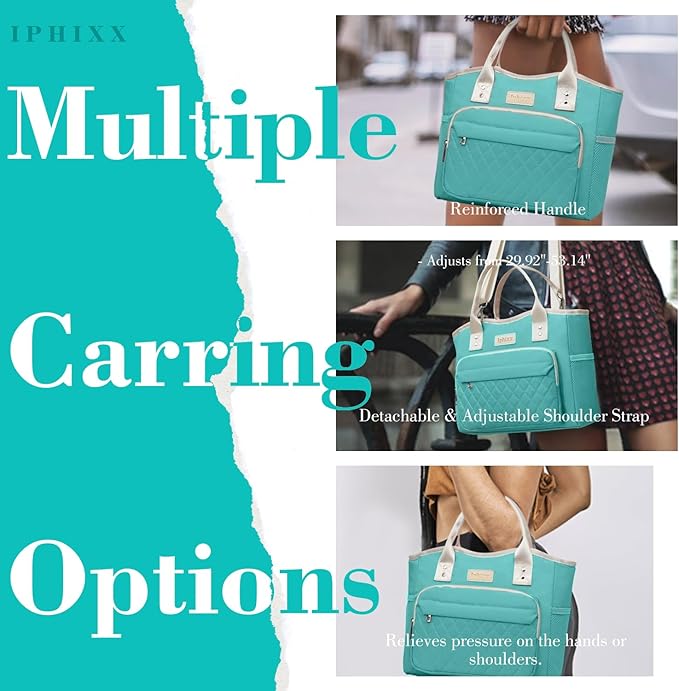 Lunch Bag Women Insulated Lunch Box for Adults - Leakproof Large Purse Lunch Tote Bags for Women with Adjustable Shoulder Strap Zipper Side Pockets for Work