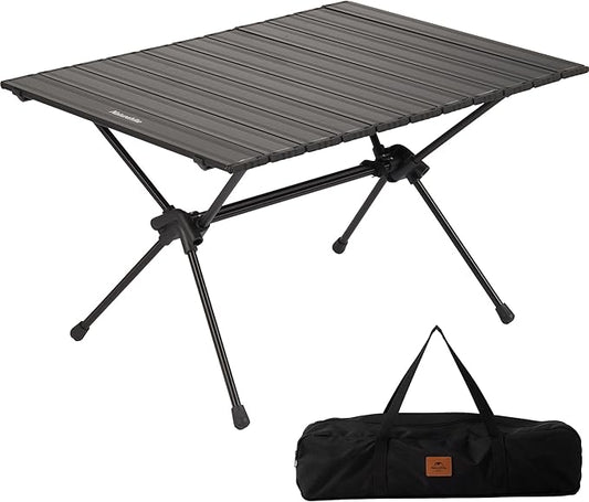 Naturehike FT11 Height Adjustable Camping Table, Ultralight Aluminum Roll Up Table with Carry Bag, Portable Backpacking Camp Table for Hiking Picnic Fishing Beach