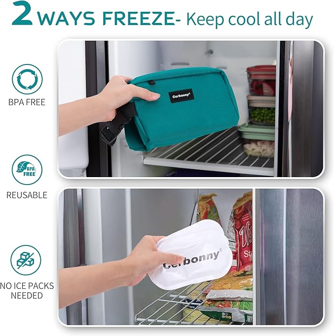 Cerbonny Small Cooler Bag Freezable Lunch Bag for Work School Travel,Leak-proof Small Lunch Bag,Small Insulated Bag For Kids/Adults,Freezable Snack Bag Fit For Yogurt (Blue)