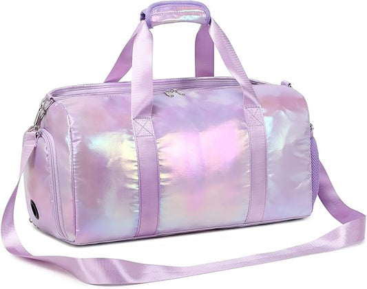 Dance Bag for Girls Gym Bag Sports Duffle Bag with Shoes Compartment Wet Pocket Weekender Overnight Bag for Girls Women Teens Travel Duffle Bag Water Resistant