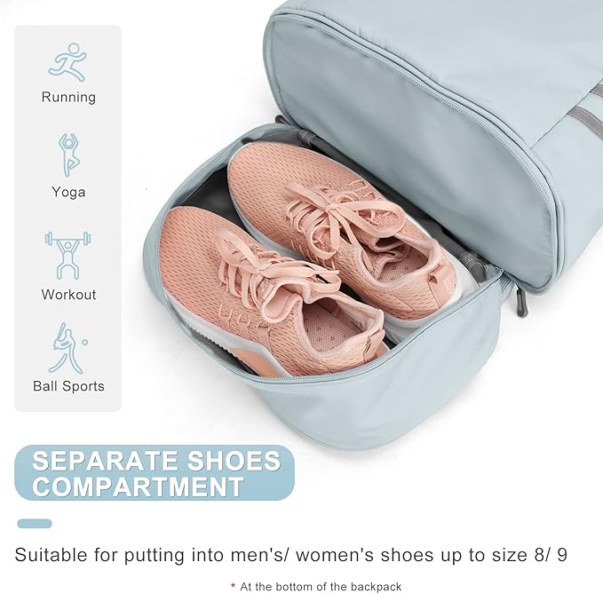 Coofay Small Gym Bag for Women - Waterproof, Lightweight, Sports Backpack with Shoe Compartment