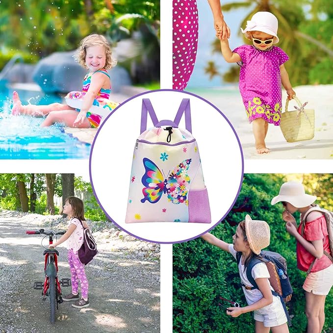 WAWSAM Gym Drawstring Backpack String Bag - 15” x 17” Sports Gym Bag for Kids Waterproof Swimming Beach Shopping Yoga Bag