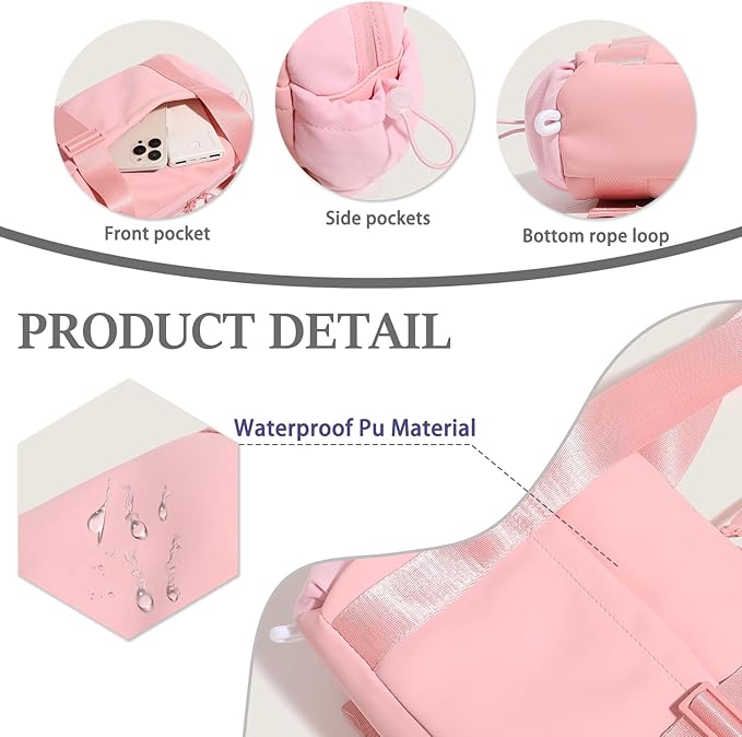 Mini Gym Bag for Women & Girls with Wet Compartment Small Gym Tote Bag Waterproof Travel Duffle Bag Cute Workout Sports Bag, Pink