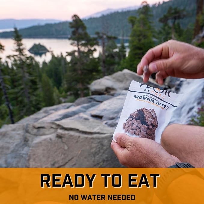 Peak Refuel Fudge Brownie Dessert Bites 4-Pack | Freeze Dried Backpacking and Camping Food | Tasty Trail Treat | High Protein Snack Packs