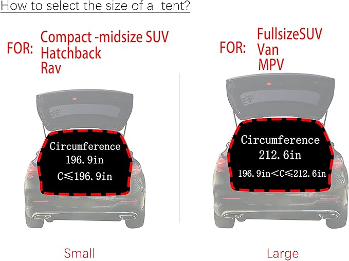 Hasika SUV Camping Tent Car Tailgate Shade Awning with Screen Net Waterproof 3000MM UPF 50+ Black (Small)