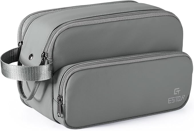 Toiletry Bag for Men, Travel Toiletry Bag Travel Essentials, Dopp Kit Water-resistant Shaving Bag, Bathroom Bag Toiletries Organizer, Gray(Upgraded Polyster)
