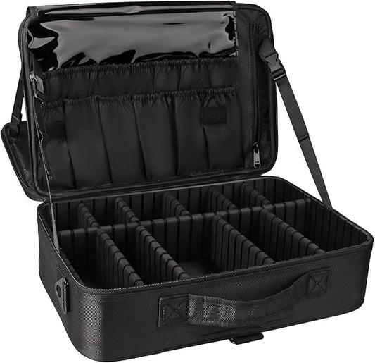 Relavel Travel Makeup Train Case Cosmetic Case Organizer Portable Artist Storage Bag with Adjustable Dividers for Cosmetics Makeup Brushes Toiletry Jewelry Digital Accessories