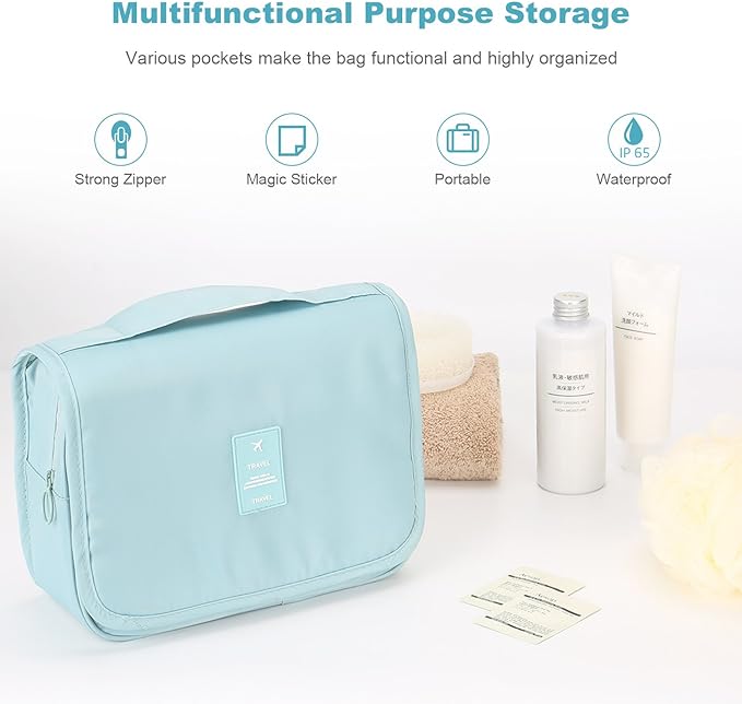 Mossio Hanging Toiletry Bag - Large Cosmetic Makeup Travel Organizer for Men & Women with Sturdy Hook