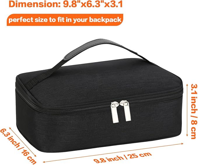NATURAL STYLE Small Lunch Bag, Mini Portable Thermal Insulated Cooler Bag Lunch Box (Black)