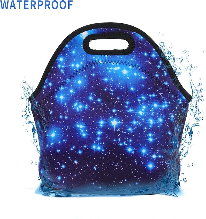 Violet Mist Galaxy Neoprene Lunch Bag for Women Men Insulated Lunch bag Tote Reusable Thermal Lunch Lunchbags Zipper for Adult Work Travel Picnic Thanksgiving Christmas Gift