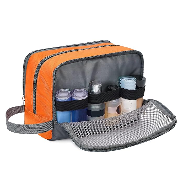 Toiletry Bag for Men/Women Hanging Dopp Kit Water Resistant Shaving Bag Small Toiletry Bag for Traveling (Orange)