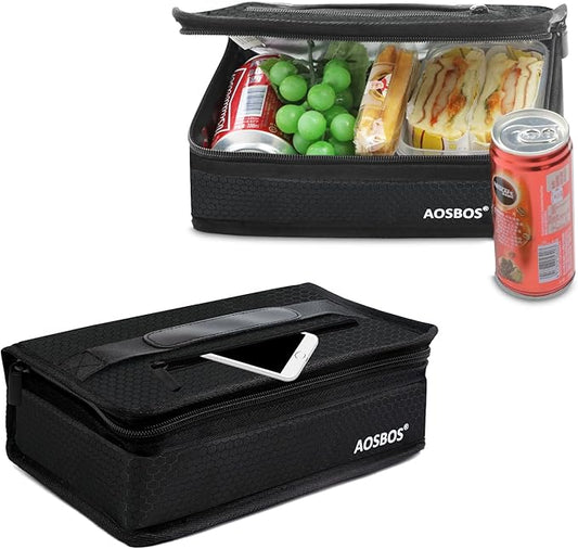 Aosbos Small Lunch Bag Insulated Lunch Box for Men Women Compact Lunch Bags Mini Food Storage Bag Flat Cooler Bag Thin Lunchbox Reusable Sandwich Bags Portable Snack Bag