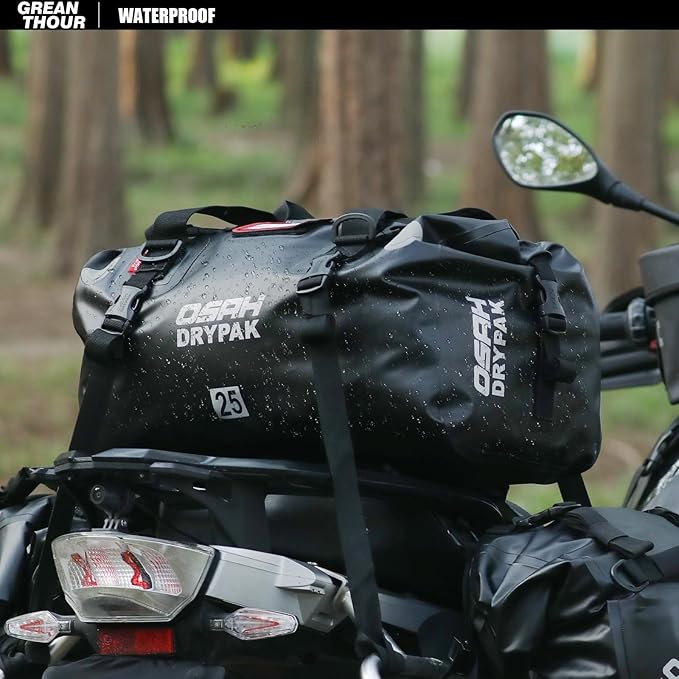 Motorcycle Dry Bag - Waterproof Motorcycle Duffle & Luggage Tail Bag Saddle Bags with Roll Top Closure, Large Storage Space，for Motorcycle Back Seat(Black, 60L)