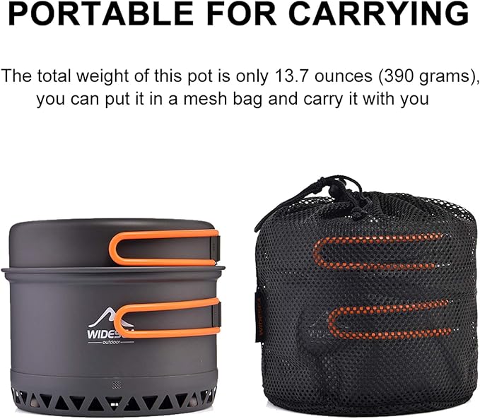 widesea Camping Cookware Outdoor Pot Pan Cooking Equipment Heat Exchange Design for Hiking Backpacking Travel