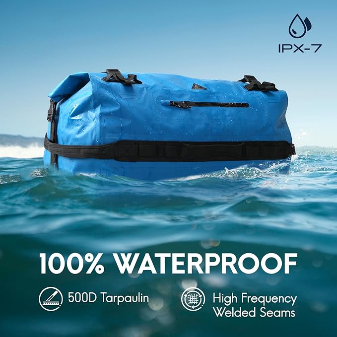 Haimont Large Waterproof Duffel Backpack Roll-Top Heavy Duty Dry Duffle Bag for Boating, Travel, Motorcycle, Kayaking, Camping, 60L