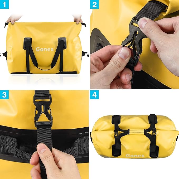 Gonex 40L 60L 80L Extra Large Waterproof Duffle Travel Dry Duffel Bag Heavy Duty Bag with Durable Straps & Handles for Kayaking Paddleboarding Boating Rafting Fishing