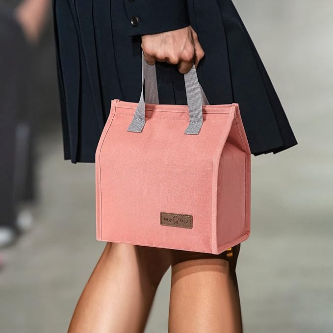 2pcs Pink Lunch Bag Insulated, Lunch Box Bag, Reusable Lunch Tote Bag, Lunch Box Container Bag Insulated for Women, Men, Work, Office, Travel