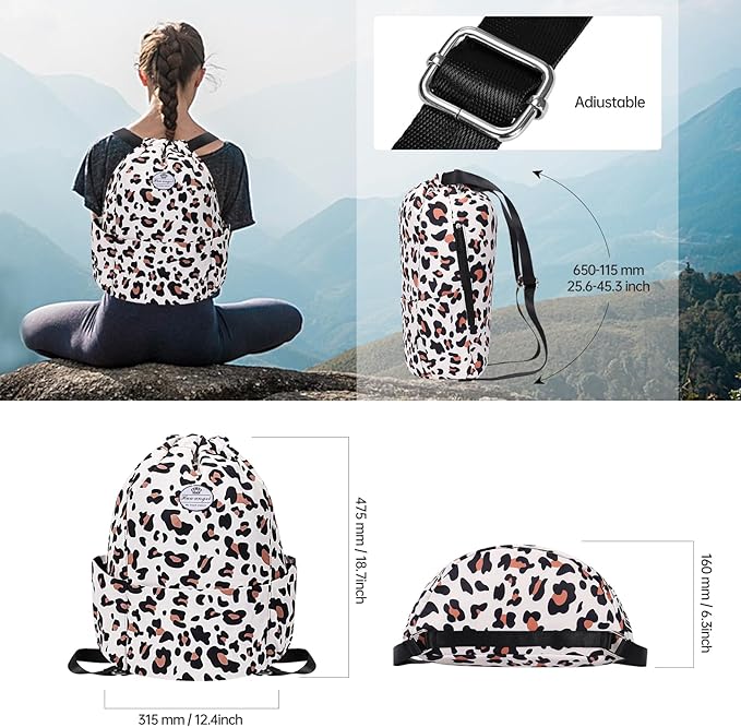 HUA ANGEL Floral Print Drawstring Bag - Lightweight Waterproof Cinch Sackpack with Side Pocket for Men & Women Travel Gym Bag