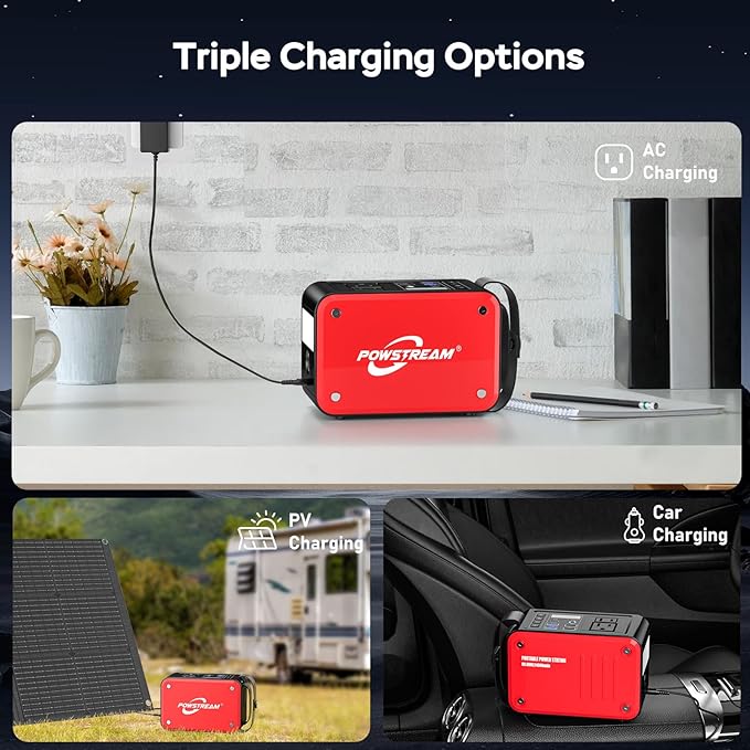 88.8Wh Portable Power Station with 80W AC Outlet USB QC3.0 Port Portable Generator with LED Flashlight Camping Power Bank for Emergency Home Blackout Outdoor Adventure