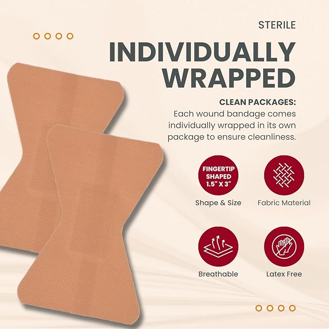 Dealmed Fabric Fingertip Flexible Adhesive Bandages – 100 Count (12 Pack) Bandages with Non-Stick Pad, Latex Free, Wound Care for First Aid Kit, 1-3/4" x 3"