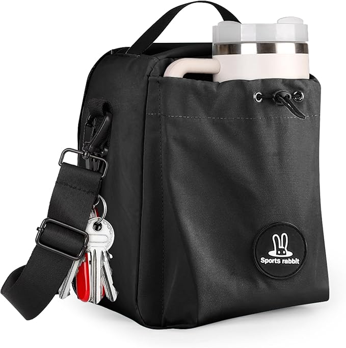 Sports Rabbit Insulated Lunch Bag for Men & Women – Compatible with 40/30OZ Stanley Cups – Leakproof Cooler Tote, Wax-Coated Oxford Fabric, Adjustable Strap – Perfect for Work, Travel, Picnics (Black)