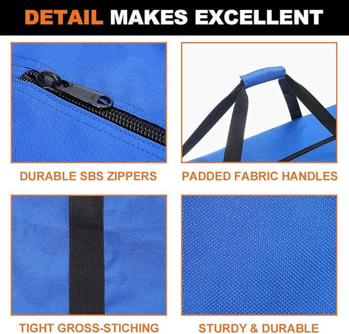 Sports Duffle Bag - Extra Large Travel Duffel Luggage Bag with Upgrade Zipper, Sturdy & Water Resistant, Black (Blue 45inch)