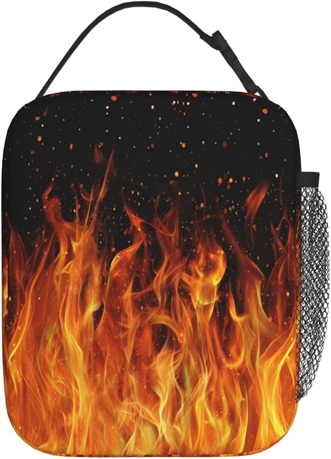 Fire Lunch Bag Insulated Reusable Lunch Box Thermal Cooler Tote For Men Women Work Travel Picnic Hiking