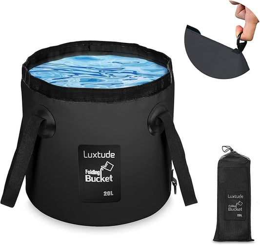 Luxtude Collapsible Bucket with Handle, 5 Gallon(20L), Portable & Ultra Lightweight Outdoor Basin Bucket, Folding Bucket for Fishing, Camping, Hiking
