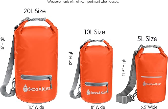 Skog Å Kust DrySak - Roll Top Waterproof Bag for Travel & Outdoors - 5, 10 & 20 Liter sizes