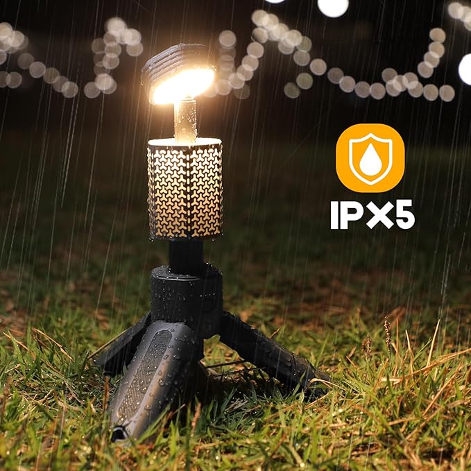 Telescopic Camping Lights, Rechargeable 10500mAh Camping Lantern with Storage Bag, Waterproof LED Camping Lamp with Magnetic, Portable Outdoor Tent Light for Camping,Hiking,Emergency,Fishing (Black)