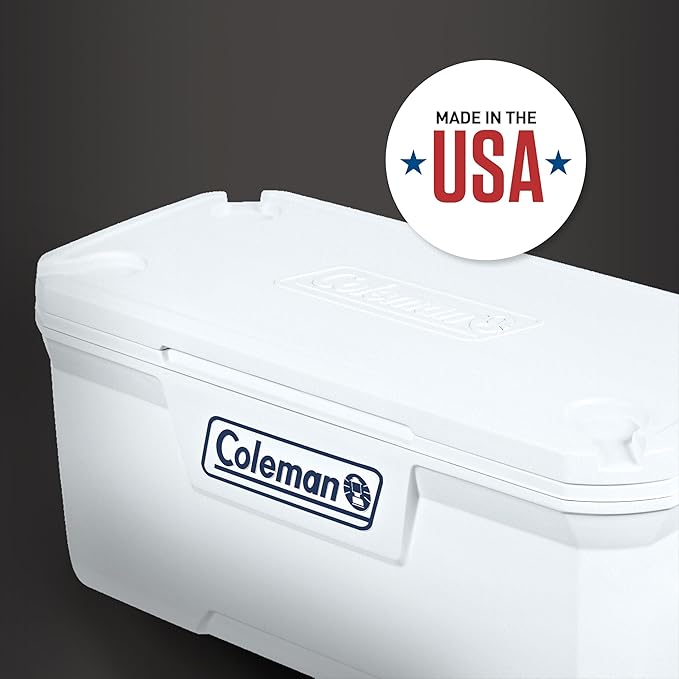 Coleman Marine Cooler with Fully Insulated UV Guard Lid & Body, Keeps Ice for 3+ Days, Great for Boating & Fishing, 52qt/100qt Wheeled/120qt Options