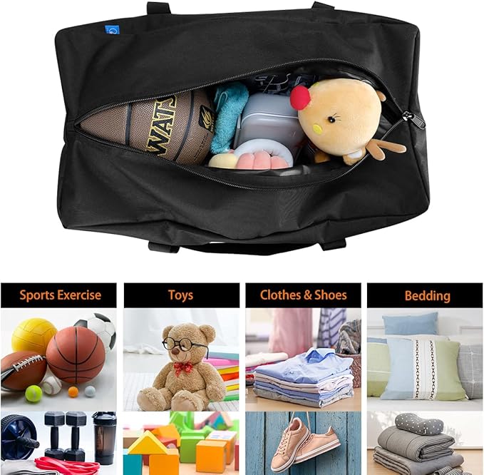 COOLBEBE 24" Sports Duffle Bag - 53L Travel Duffel Tote Bag with Upgrade Zipper Weekender Overnight, Sturdy & Water Resistant Camping duffle (2Pack Black)