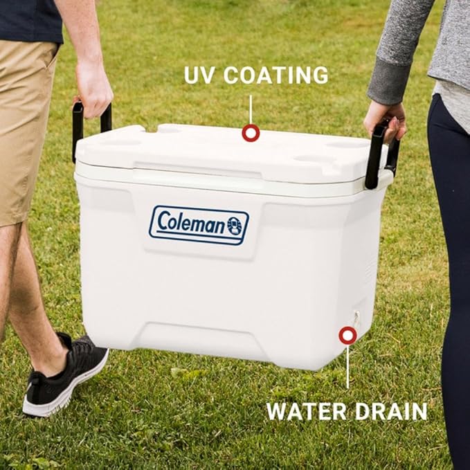 Coleman Marine Cooler with Fully Insulated UV Guard Lid & Body, Keeps Ice for 3+ Days, Great for Boating & Fishing, 52qt/100qt Wheeled/120qt Options