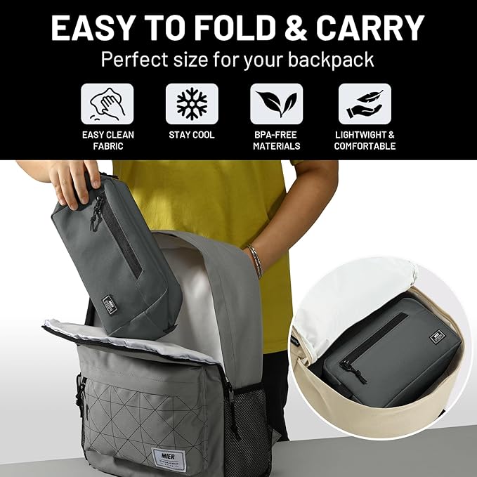 MIER Freezable Snack Bags Small Frozen Mini Cooler Lunch Bag Freezer Insulated Pouch for Adults Work Travel On-the-go,Gary