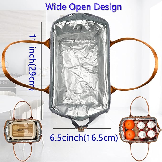 FlowFly Insulated Lunch Bag Wide-Open Lunch Box Large Tote Leakproof Cooler with Drink Holder and Multi Pockets for Women Men Adult Kids Work Picnic Travel Beach Hiking, Leopard