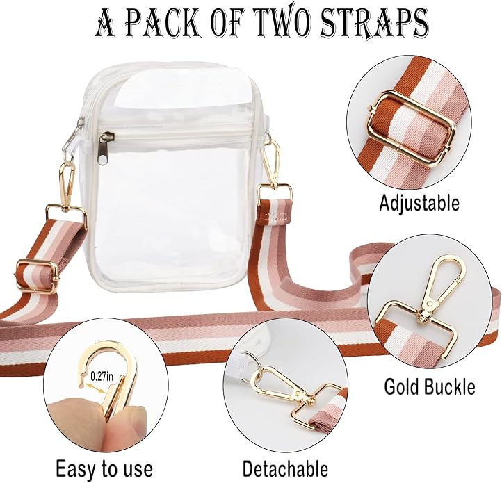 WEDDINGHELPER Clear Crossbody Bag, Clear Bag Stadium Approved, Clear Bag for Concerts Sports Events