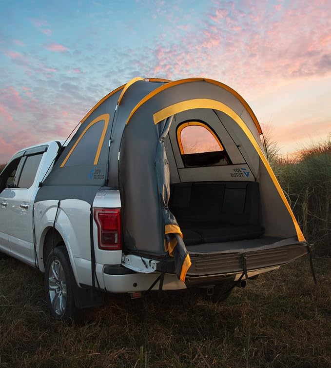 JOYTUTUS Truck Bed Tent, Portable Pickup Truck Tent 6.5ft Fiberglass Pole, Waterproof PU2000mm Fabric for 2 Person, Easy Set-up, Orange