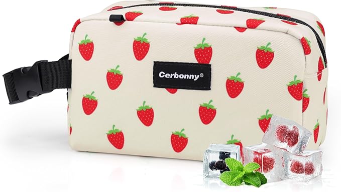 Small Cooler Bag Freezable Lunch Bag for Work School Travel,Small Lunch Bag,insulated snack bag For Adults/Kids,Mini Cooler,Lunch bag small Fit For Yogurt（Strawberries）