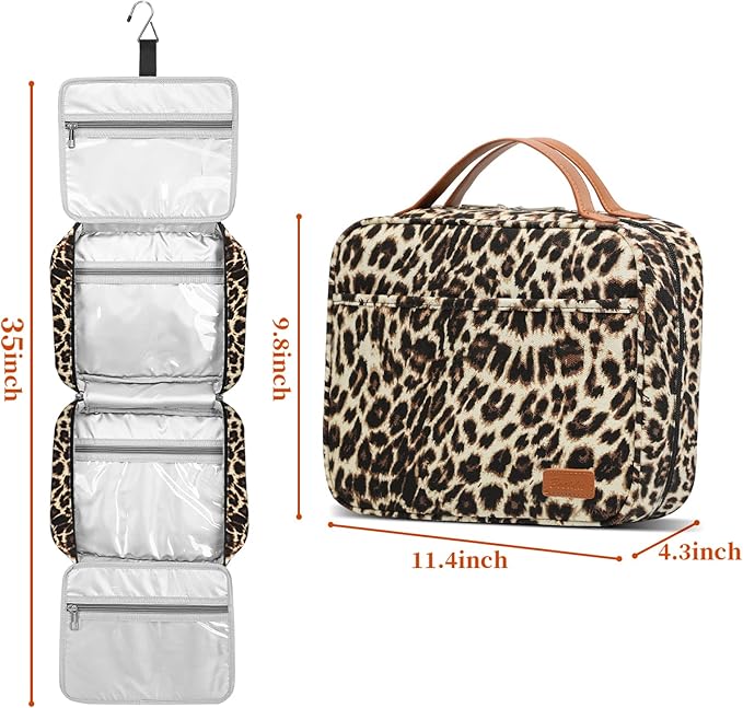 Hanging Travel Toiletry Bag,Large Capacity Cosmetic Travel Toiletry Organizer for Women with 4 Compartments & 1 Sturdy Hook,Perfect for Travel/Daily Use/Christmas