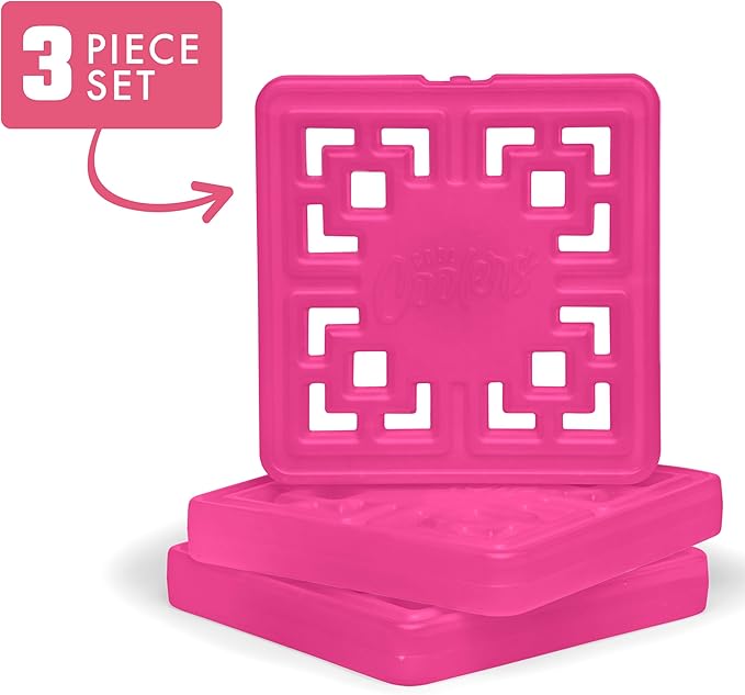 Cool Coolers Large Fashion Ice by Fit + Fresh, 3pk Ice Blocks for Lunchboxes, Freezer Packs for Coolers, Hot Pink