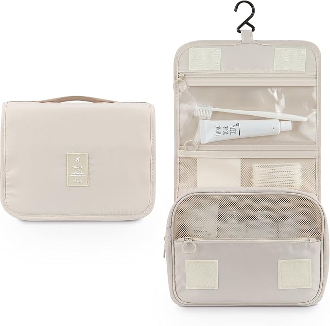 Mossio Hanging Toiletry Bag - Large Cosmetic Makeup Travel Organizer for Men & Women with Sturdy Hook