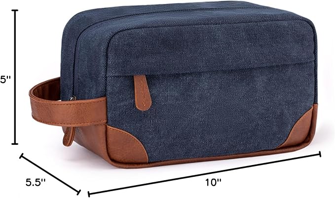 Vorspack Toiletry Bag Hanging Dopp Kit for Men Water Resistant Canvas Shaving Bag with Large Capacity for Travel - Navy Blue