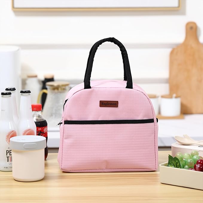 Insulated Lunch Bag for Women Men, Lunch Containers Reusable High Capacity Lunch Tote Bags for for Work Picnic(Pink)