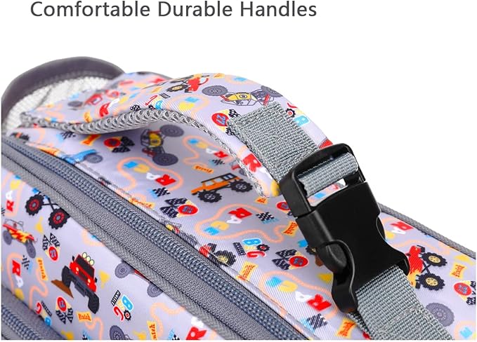 FlowFly Kids Lunch box with buckle Insulated Cooler Back to School Thermal Meal Tote Kit for Girls, Boys, Truck