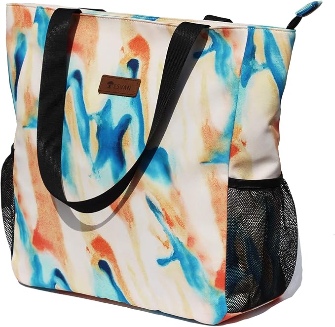 ESVAN Original Floral Water Resistant Large Tote Bag Shoulder Bag for Gym Beach Travel Daily Bags Upgraded