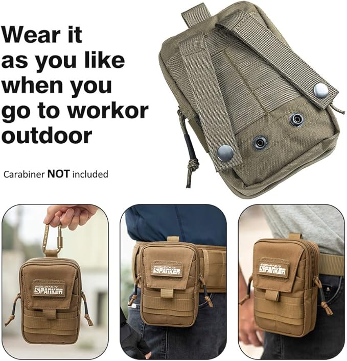EXCELLENT ELITE SPANKER Tactical Molle EDC Pouch Nylon Belt Waist Bag Camping Hiking Organizer with Cellphone Holster for iPhone 12Pro 12 11ProMax XsMax XR XS X 8Plus 8 7 6 Samsung Galaxy Note 9 S9